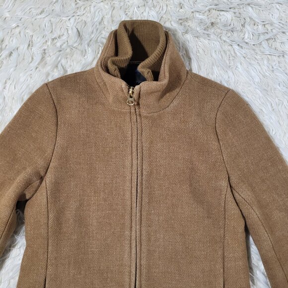 J.Crew Coat Womens 0 Lodge Italian Wool Camel Heather‎ Acorn Zip Up Coat #K0896 - Picture 2 of 16